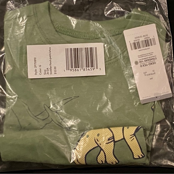 Carter’s Toddler Dinosaur Graphic Short Sleeve Tee - Green - 2T - Picture 3 of 4